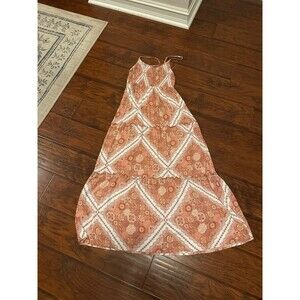 Gypsy & Jade Orange Boho Midi Dress Size M Sleeveless Summer
